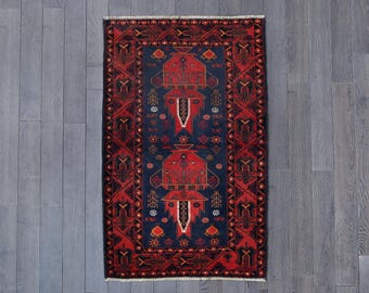 Vintage Baluch Wool Rug | Handwoven Afghan Tribal Carpet (5.1 x 3.1 ft)
