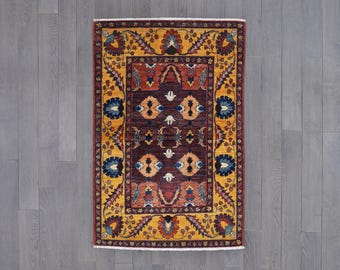 Handwoven Miniature Tribal Chobi Rug – Floral and Geometric Design, Decor Accent