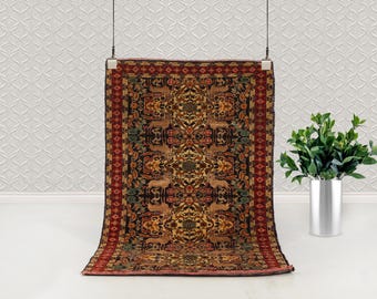 Vintage Scenic Rug – Hand-Knotted Wool Rug (5.4 x 3.5 ft)