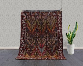 Baluchi Kilim Rug | Handwoven Chevron Wool Flatweave (133x102 cm)