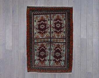 Handwoven Tribal Rug – Double Medallion Design, Bohemian Decor