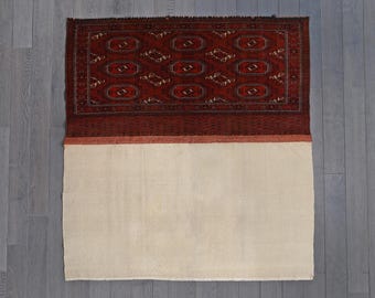 Vintage Handmade Bokhara Rug | 2.6x4.11 ft Red Wool Oriental Rug