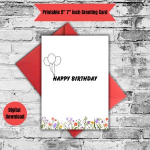 Tarjeta de felicitación de cumpleaños minimalista: tarjeta de cumpleaños imprimible moderna para ella o él, descarga instantánea