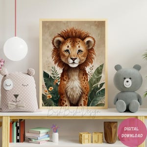 Boho Baby Jungle Animal Print – Gender-Neutral Nursery Wall Art, Digital Download, Safari Animal Decor for Kids Room