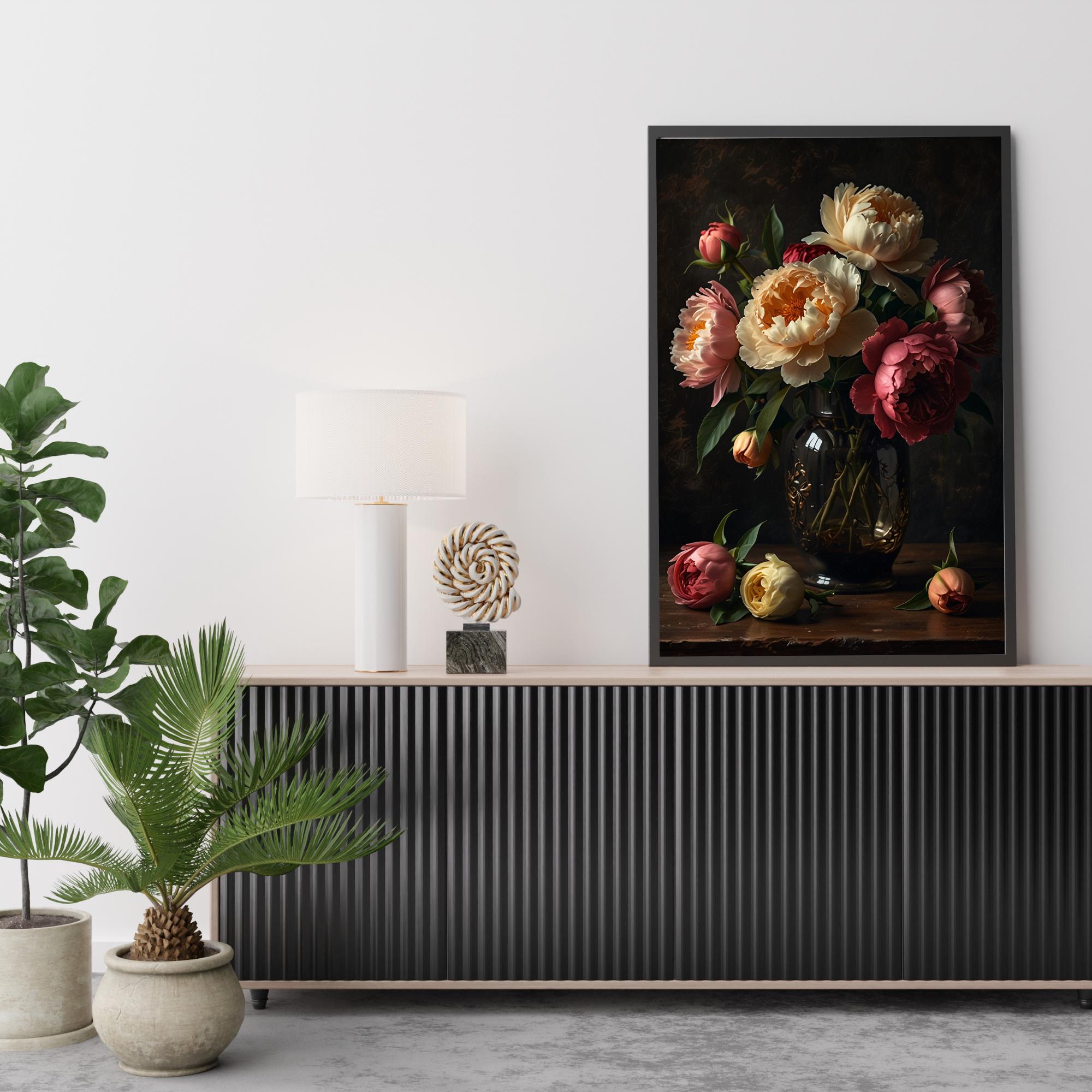 Printable Moody Floral Still Life Wall Art | Vintage Dark Botanical ...