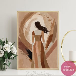 Terracotta Abstract Female Silhouette | Boho Printable Wall Art | Neutral Modern Digital Download for Home Decor