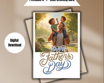 Father's Day Art Print: Happy Dad with Kids (Digital Download)
