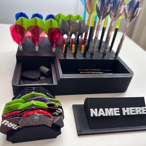 3D Printed Darts Holder | Holds 4 Sets of Darts | Flights & Stems Organizer | Matte PLA Darts Stand | Gift for Dart Players image 2