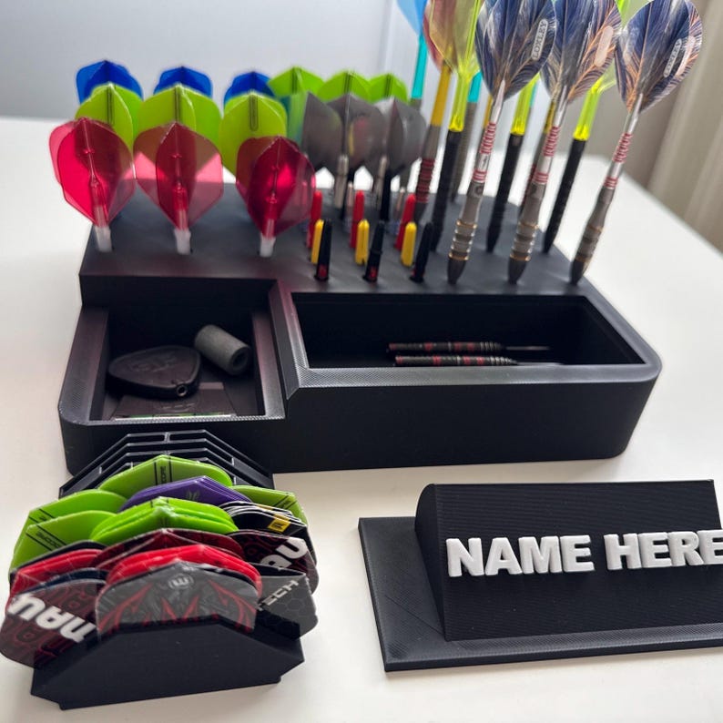 3D Printed Darts Holder | Holds 4 Sets of Darts | Flights & Stems Organizer | Matte PLA Darts Stand | Gift for Dart Players image 2