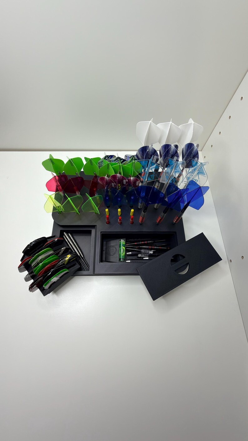 3D Printed Darts Holder | Holds 4 Sets of Darts | Flights & Stems Organizer | Matte PLA Darts Stand | Gift for Dart Players image 6