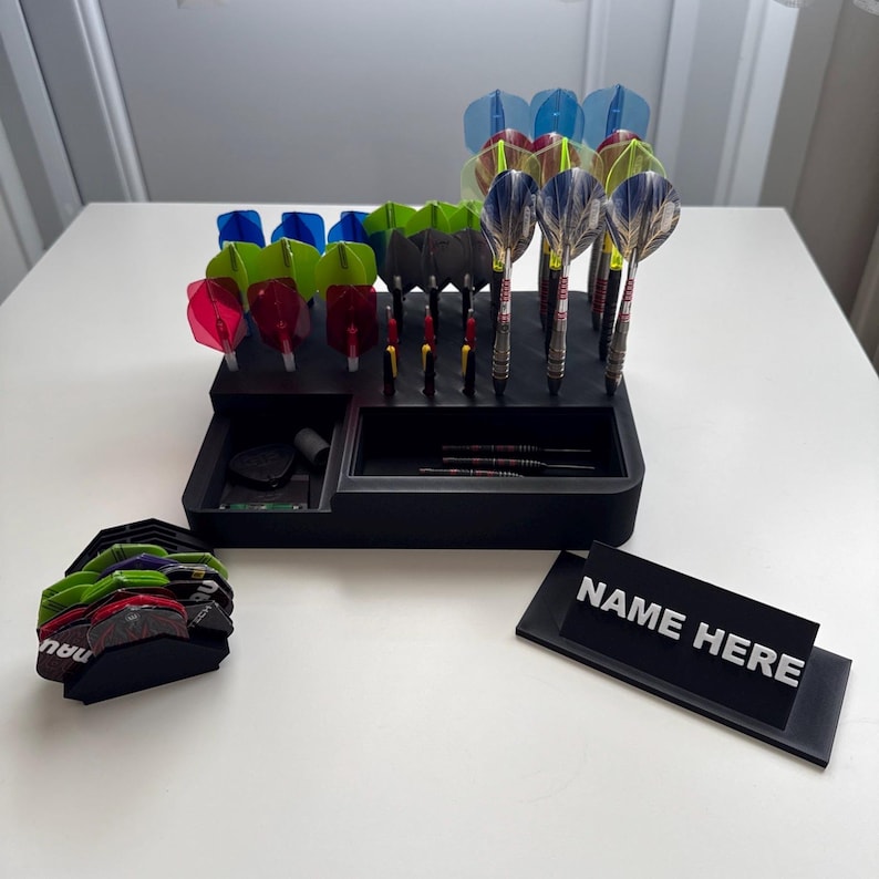 3D Printed Darts Holder | Holds 4 Sets of Darts | Flights & Stems Organizer | Matte PLA Darts Stand | Gift for Dart Players image 4