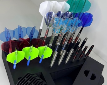 large darts hub / holder - holds 8x sets of darts - storage space - flight holder