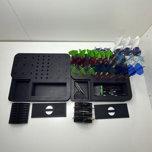 3D Printed Darts Holder | Holds 4 Sets of Darts | Flights & Stems Organizer | Matte PLA Darts Stand | Gift for Dart Players image 3
