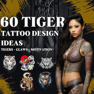 60 Tiger Tattoo design,Tattoo for men, Tiger design ideas,Tattoo sketches designs, Unique tattoo Design, Animal Tattoo,Digital Download