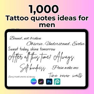 1000 Motivational tattoo Quotes Ideas for men, Motivational Quote Digital File, Motivational Quotes Wall Sticker,Unique tattoo design bundle