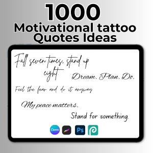 1000 Motivational tattoo Quotes Ideas, Quotes Stamp Brush Set, Tattoo quotes, Fine Line Positive Inspirational, Affirmation Quotes Phrases