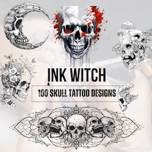 100 Skull Tattoo design, Tattoo for men, Tattoo for women, Tattoo sketches designs, Unique tattoo Design, Tattoo Art, Digital Download