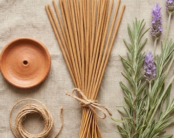 Varetas de incenso de alecrim e lavanda – Kit de aromaterapia natural artesanal | Incenso herbal limpo e de longa duração para perfumar o ambiente de forma relaxante