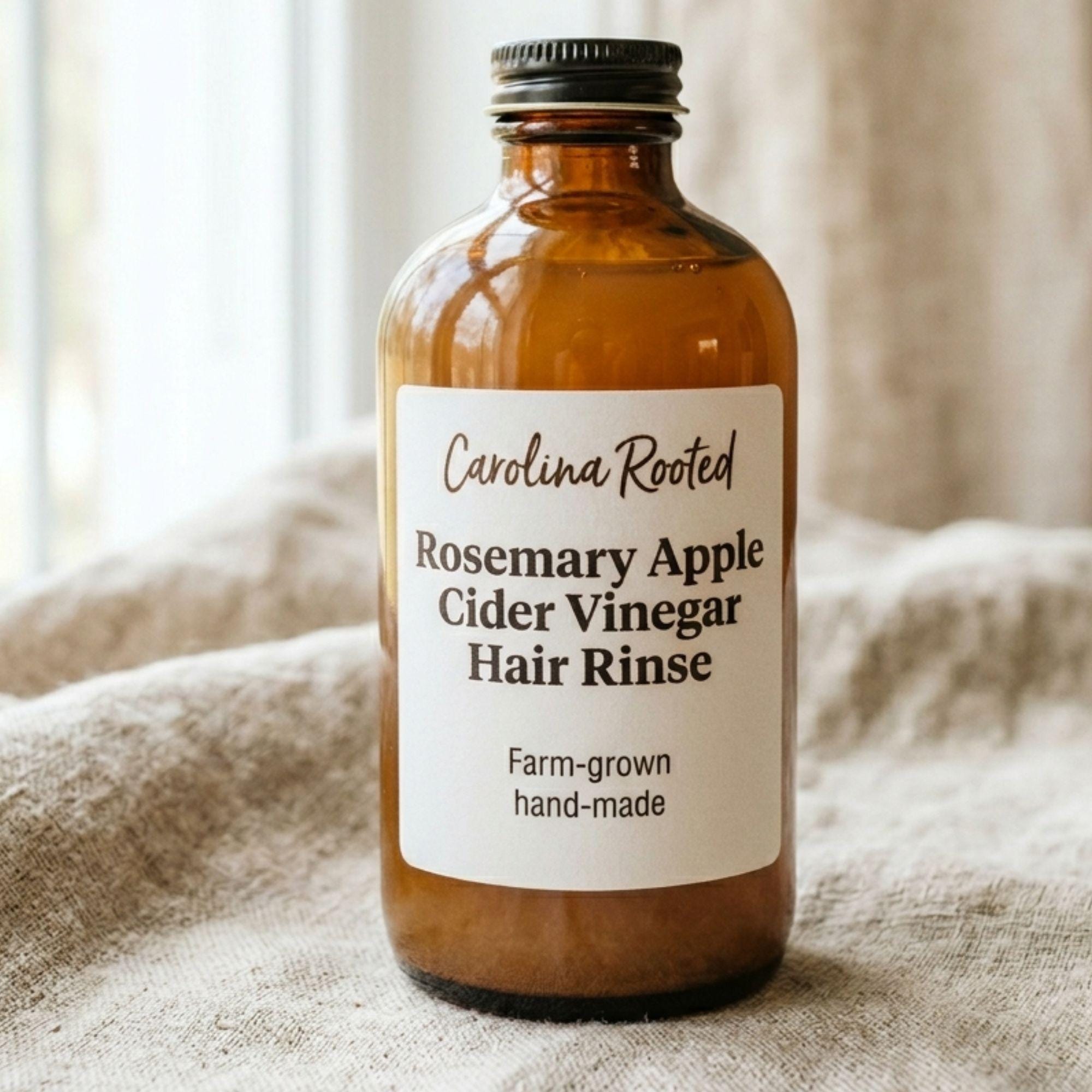 Rosemary Apple Cider Vinegar Hair Rinse for Hair Growth, All Natural Handcrafted Scalp Clarifying Treatment that Thickens Hair in 4 oz 8 oz