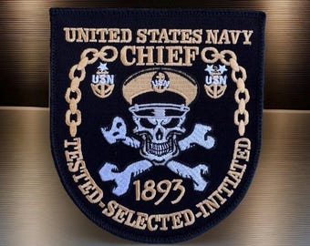US Navy Chief 1893 Embroidered Hook/Loop Morale Patch