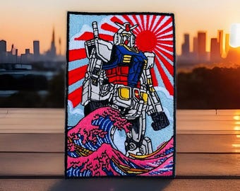 Gundam Rising Sun Embroidered Patch - Hook/Loop Morale Patch