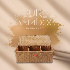 Storage box with lid / Woven Rattan Bathroom Amenities box / Bathroom Storage box / Organiser with lid