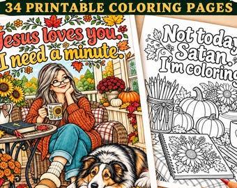 Christian Fall Coloring Book for Women | Faith, Sass, Autumn Scenes (Digital Download)