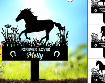 Custom Horse Memorial Grave Marker, Personalized Engraved Horse Name Keepsake, Garden Sign, Horse Loss Gift, Pet Plaque Burial Stake, Horse