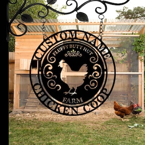 Chicken Coop Sign Name Custom, Chicken coop Wall Art, Personalized Chicken Metal Sign, Farm house Decor,Hen house Sign,Farm Decor,Barn Decor