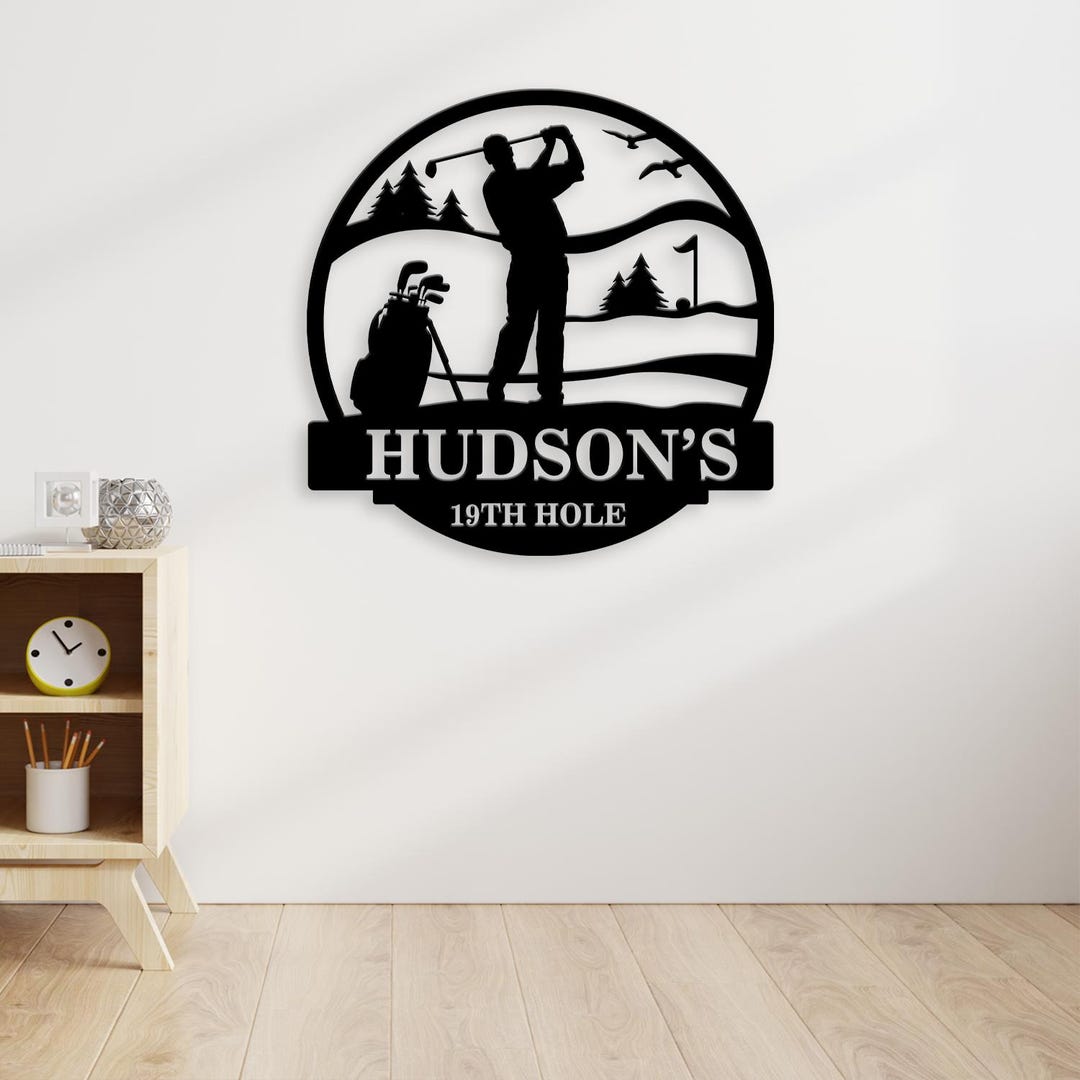 Rustic Golf Signs 19th Hole Metal Sign, Custom Golf Bar Decor, Personalized Man Cave Wall ...