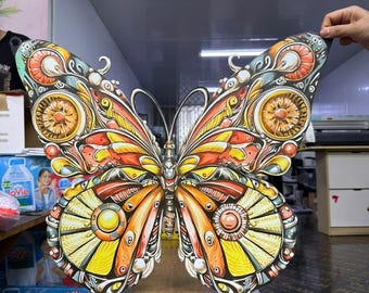 Colorful Butterfly Metal Sign, Laser Cut Garden Decor