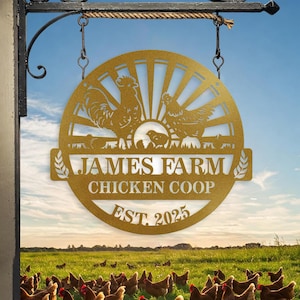 Customized Chicken Farm Metal Sign Chicken Coop Sign Personalized Chicken Farm Sign Farm Coop Sign Family Name Chicken Coop Sign