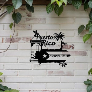 Puerto Rico Map Custom El Morro Puerto Rico Map Metal Wall Art, Personalized Flag Puerto Rico Lover Name Sign Decor Born in Puerto Rico Gift