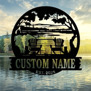 Lake House Metal Sign Personalized Forest Lake Sign Custom Lake Gifts Camping Metal sign Lake House Decor Outdoor Metal Sign Christmas Gift
