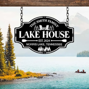 Lakehouse Sign, Personalized Lakehouse Metal Sign, Lakehouse Gift, Lakehouse Decor,Custom Family Name Sign,Outdoor Metal Sign,Christmas Gift
