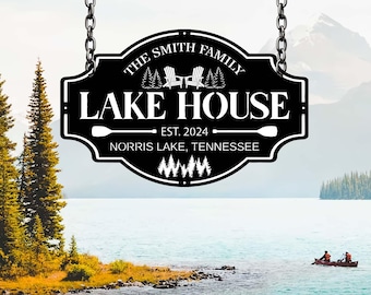 Lakehouse Sign, Personalized Lakehouse Metal Sign, Lakehouse Gift, Lakehouse Decor,Custom Family Name Sign,Outdoor Metal Sign,Christmas Gift