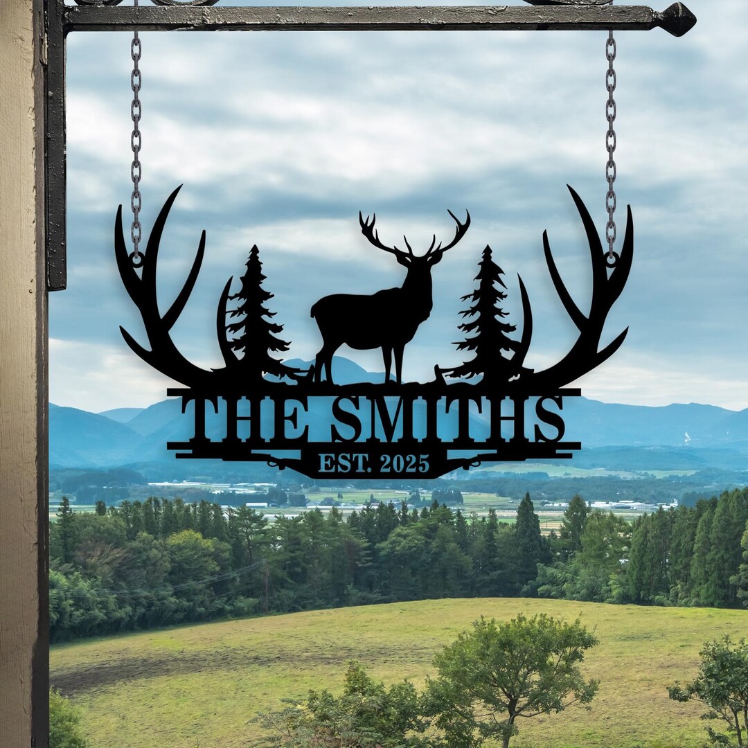 Deer Metal Sign for Cabin Decor, Rustic Hunting Lodge Wall Art ...