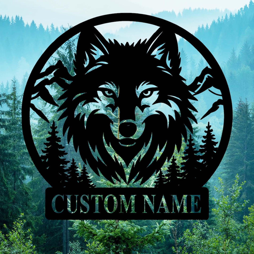 Wolf Metal Sign, Personalized Wolf Name Sign, Custom Wolf Sign, Wolf ...