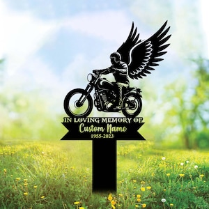 Personalized Biker Motorcycle rider Memorial Stake, Biker Metal Stake, Sympathy Sign, Grave Marker, Remembrance Stake, Biker loss, dad loss