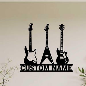 Custom Guitar Player Metal Wall Art, Personalized Guitarist Name Sign Home Decor Music Room Kids Nursery Decor Birthday Xmas Guitar Gift
