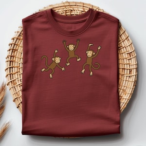 monkey t-shirt, funny tee, monkeys shirt, Playful Cartoon Monkeys TShirt  Animal Design for Kids and Adults  Hand-Drawn tee