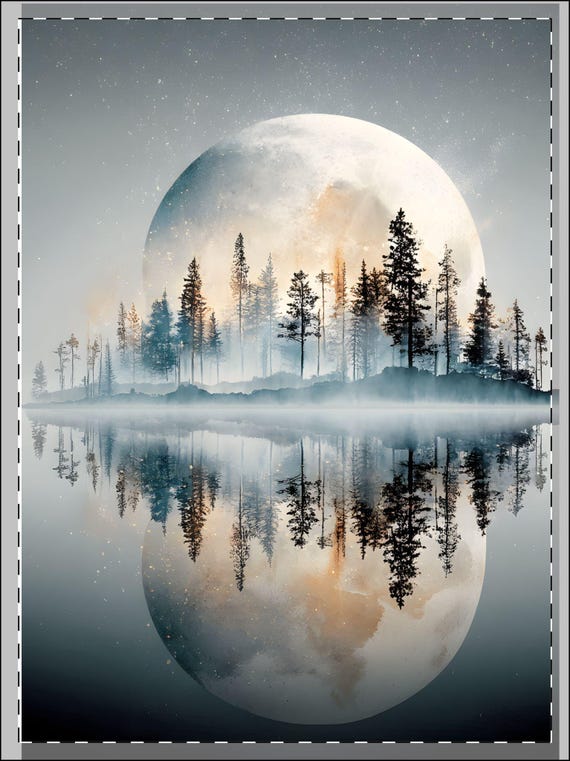 Serene Moonlit Forest Poster, Perfect for Home Decor, Wall Art Gift, Nature Lover, Meditation Space, Living Room Decor, Bedroom Wall Art