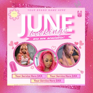 June Bookings Flyer, June Bookings Available, Summer Appointment Flyer, Spring Flyer, Hair, Nails, Makeup, Lashes , Spring Booking Flyer