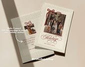 Holiday Photo Card Template, Christmas Photo Card Template, Family Holiday Card, Editable Canva