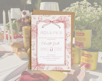 Pizza Baby Shower Invitation Template, Pizza Baby Shower Invite, Gender Neutral Baby Shower, Editable Canva