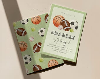All Star Sports Birthday Invitation Template, Sports Birthday Party Invite, Boy Birthday Party, Editable Canva