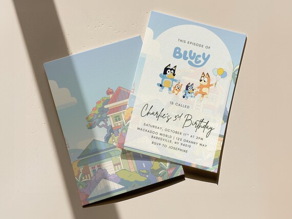 Bluey Birthday Invitation Template, Blue Dog Birthday Invite, Bluey Birthday Party