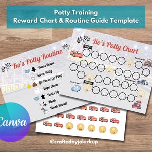 Cars Potty Training Chart: Lightning McQueen Reward System (Digital Download, Editable in Canva)