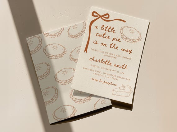 Cutie Pie Baby Shower Invitation Template, Fall Pumpkin Baby Shower Invite, Gender Neutral Baby Shower, Editable Canva