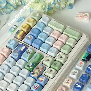 143 keys Ghibli Anime Japanese Style Keycap, Cherry Profile Keycaps, PBT Keycaps, cherry mx Keycaps, mechanical keyboard keycaps